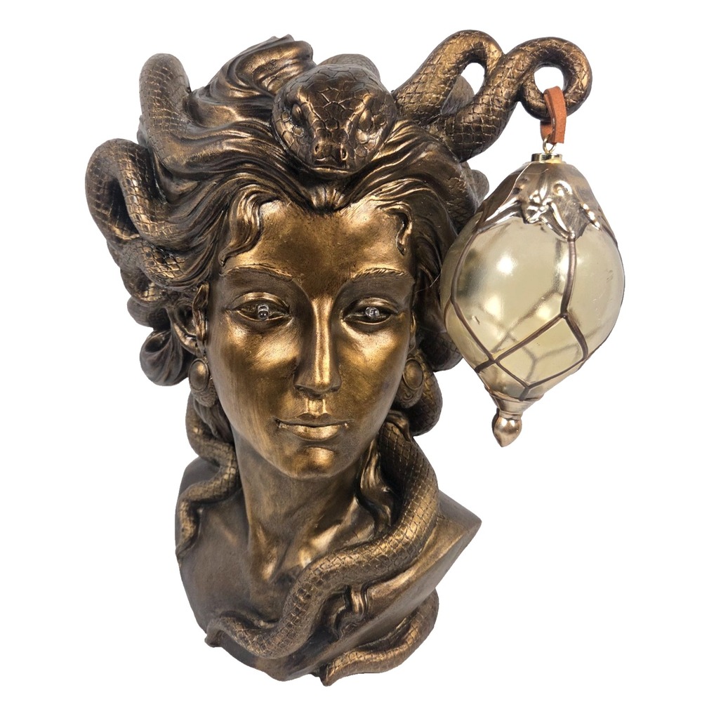 Tahari Home 14 Inch Medusa Bust LED Lighted Eyes Lantern Bronze Halloween Decor